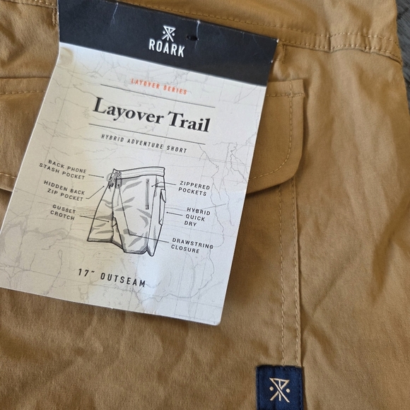 Roark Layover Trail Hybrid Adventure Shorts Tan Size 32 - New RS364 Hiking Cargo - Picture 9 of 10